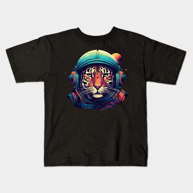 space tiger Kids T-Shirt by Ninja banana